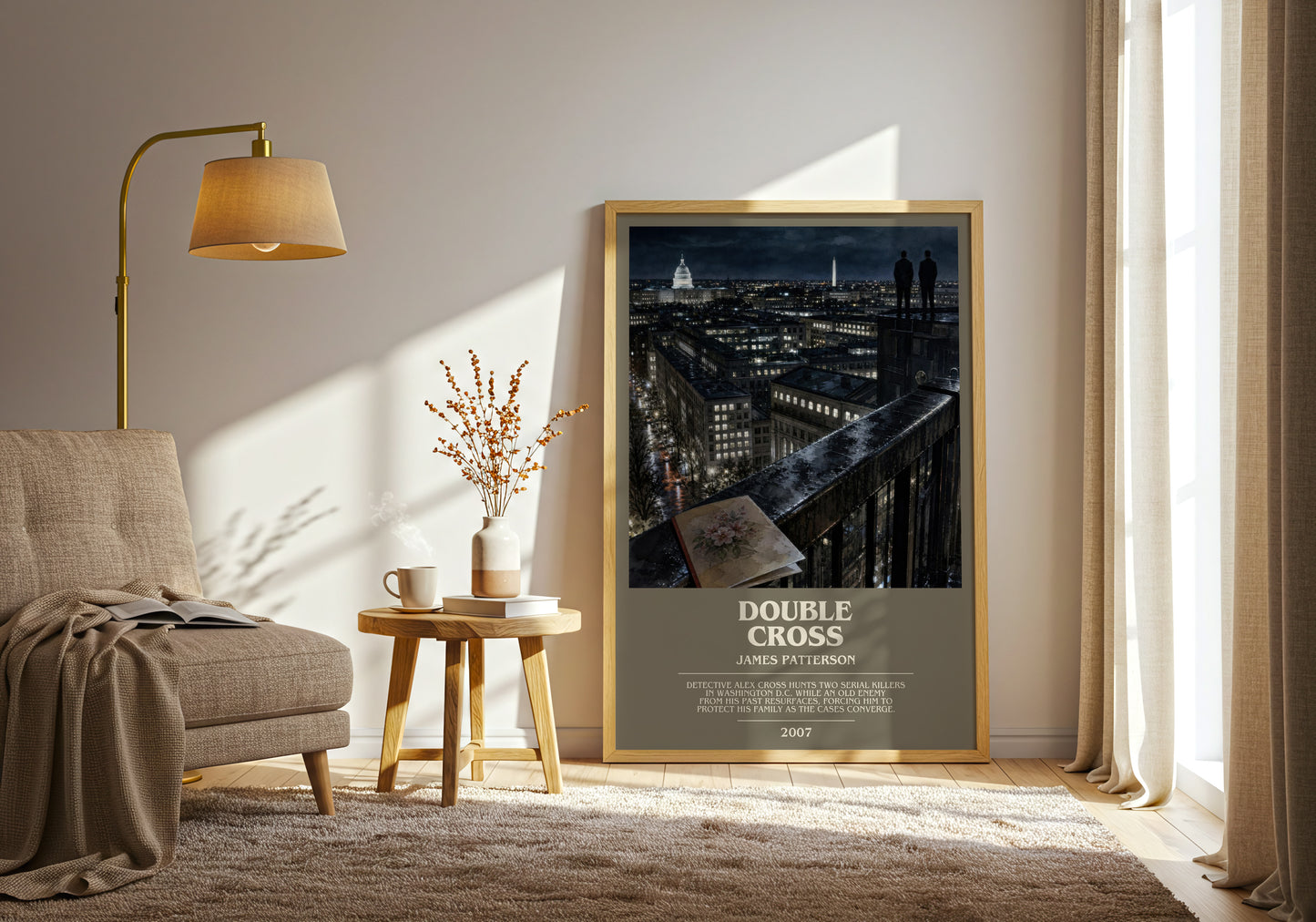 Double Cross bookish print on bookshelf – James Patterson fan gift