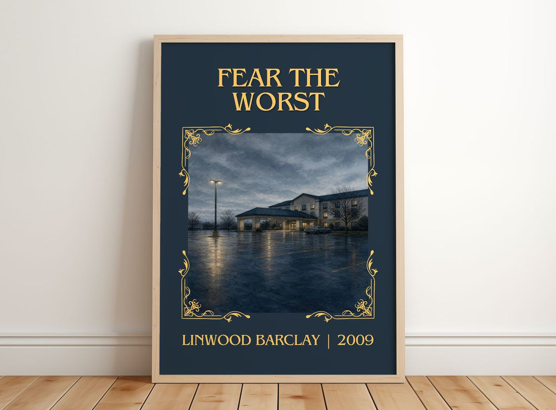 Fear the Worst Classic Book Art Print by Linwood Barclay – framed print leaning on a wooden floor