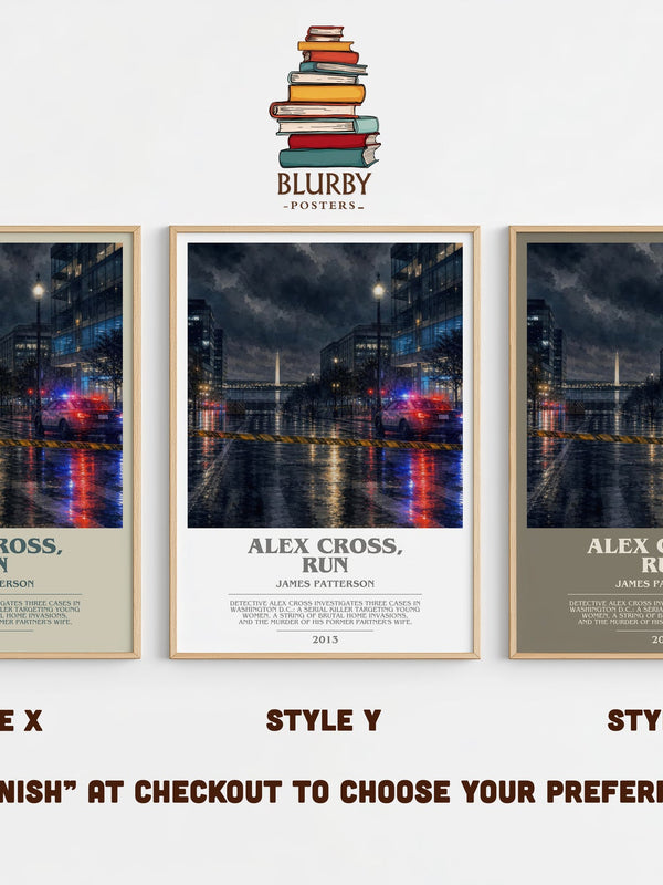 Alex Cross, Run bookish print in frame leaning in hallway – thriller wall art
