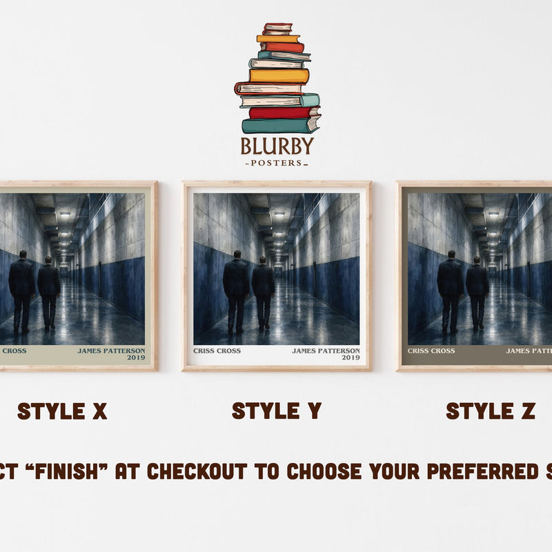 Criss Cross literary print in frame leaning in hallway – thriller wall art