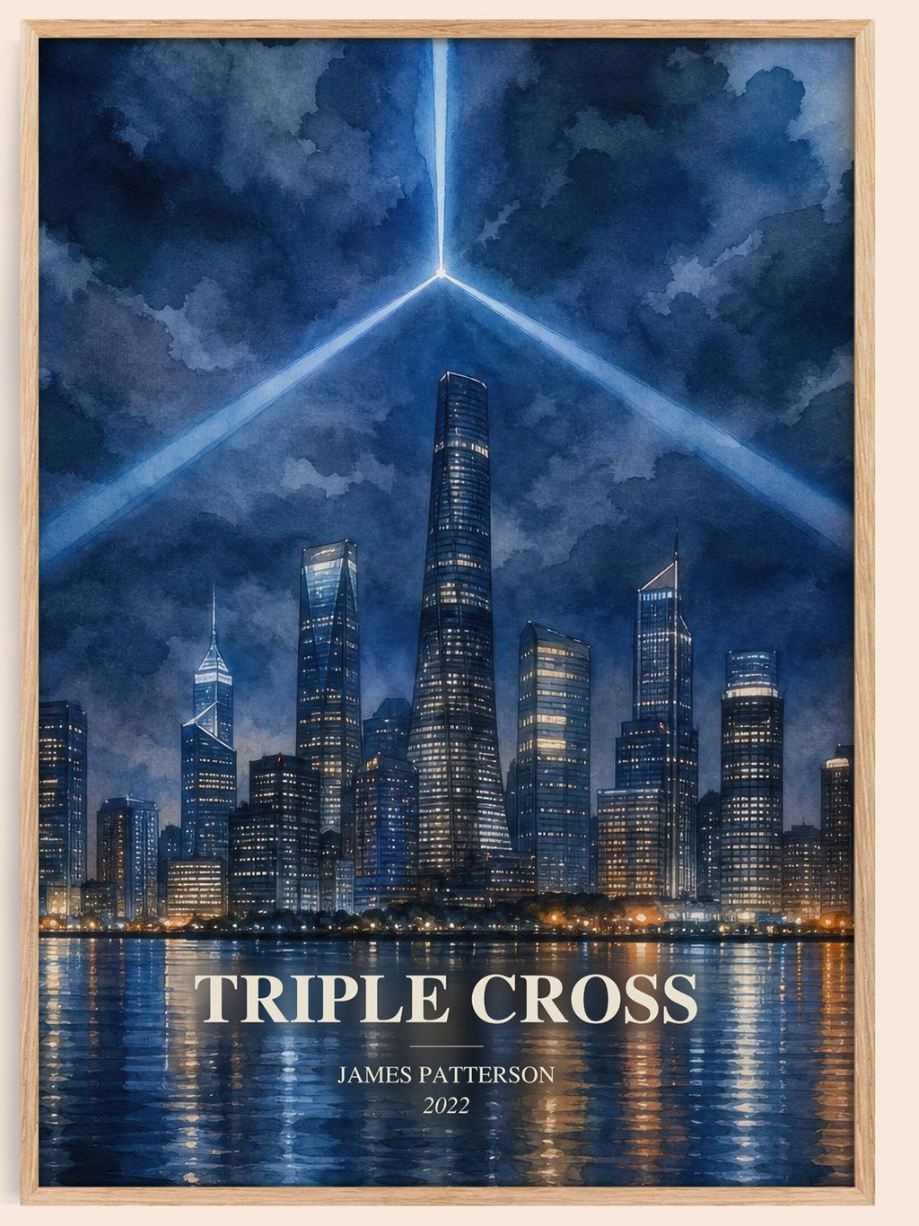 Triple Cross watercolour book poster by James Patterson – framed literary art print