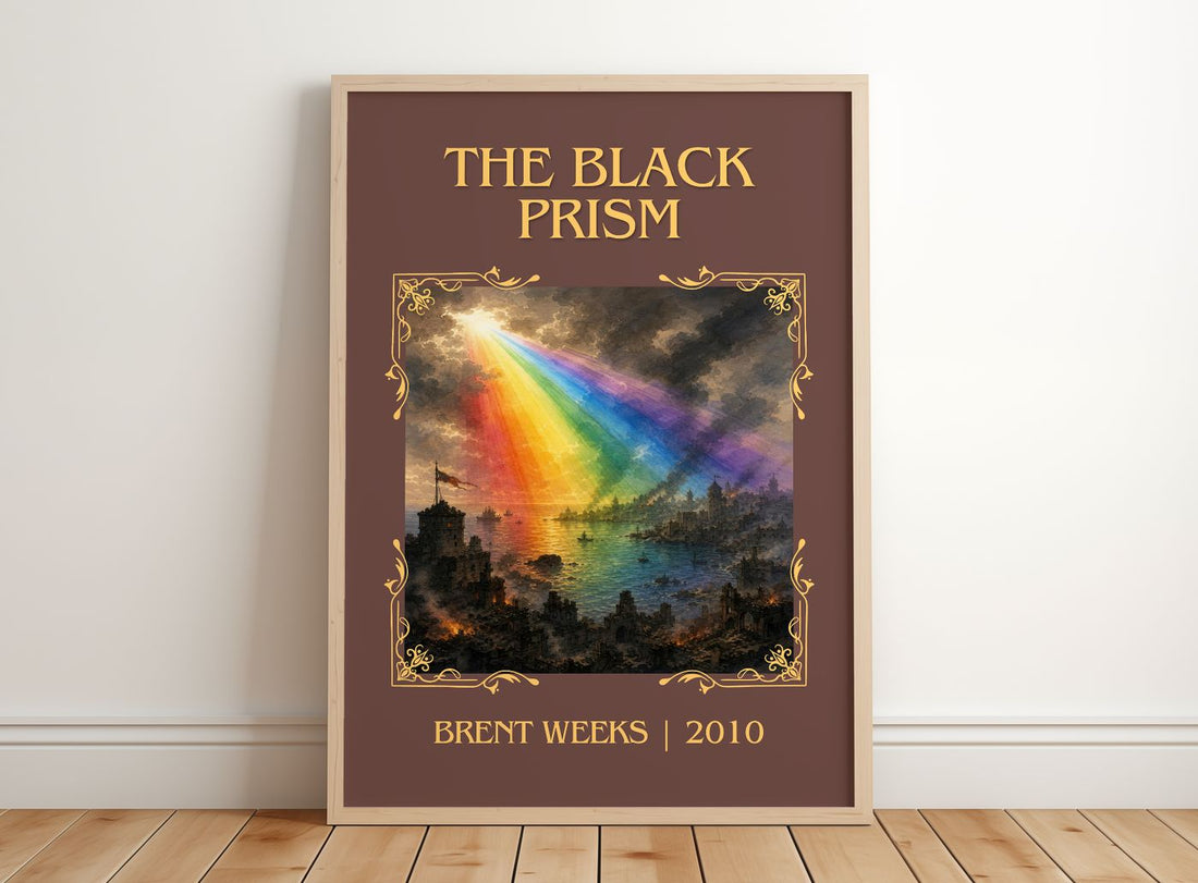 The Black Prism Classic Book Art Print by Brent Weeks – framed print leaning on a wooden floor