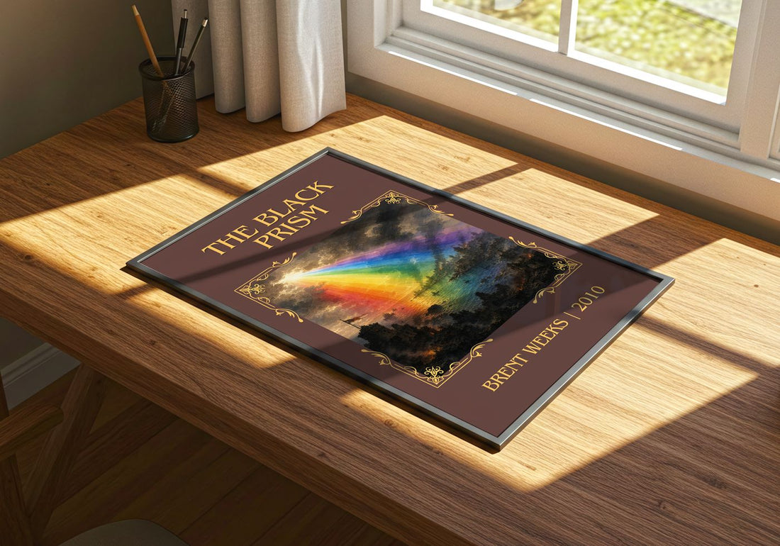 The Black Prism Classic Book Art Print by Brent Weeks – print on a sunlit desk