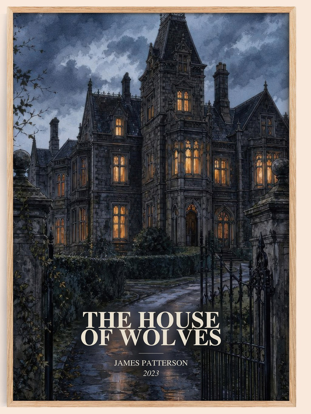 The House Of Wolves watercolour book poster by James Patterson – framed literary art print