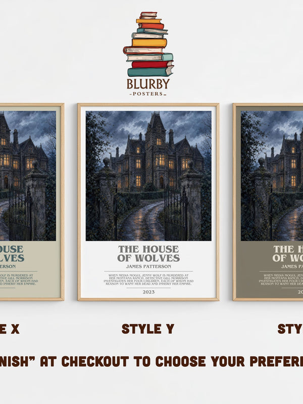 The House Of Wolves bookish print in frame leaning in hallway – thriller wall art