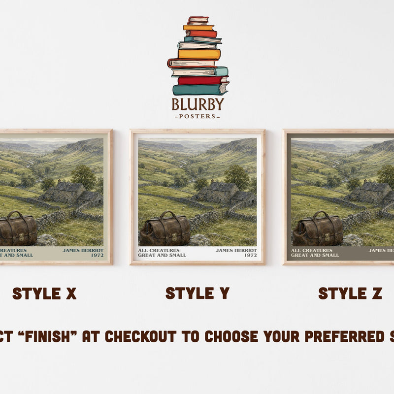 All Creatures Great And Small literary print in frame leaning in hallway – memoir wall art