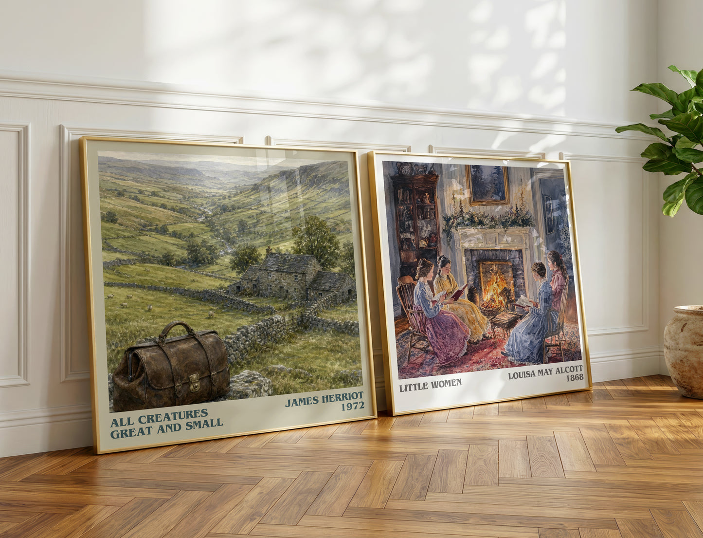 All Creatures Great And Small literary print on bookshelf – James Herriot fan gift