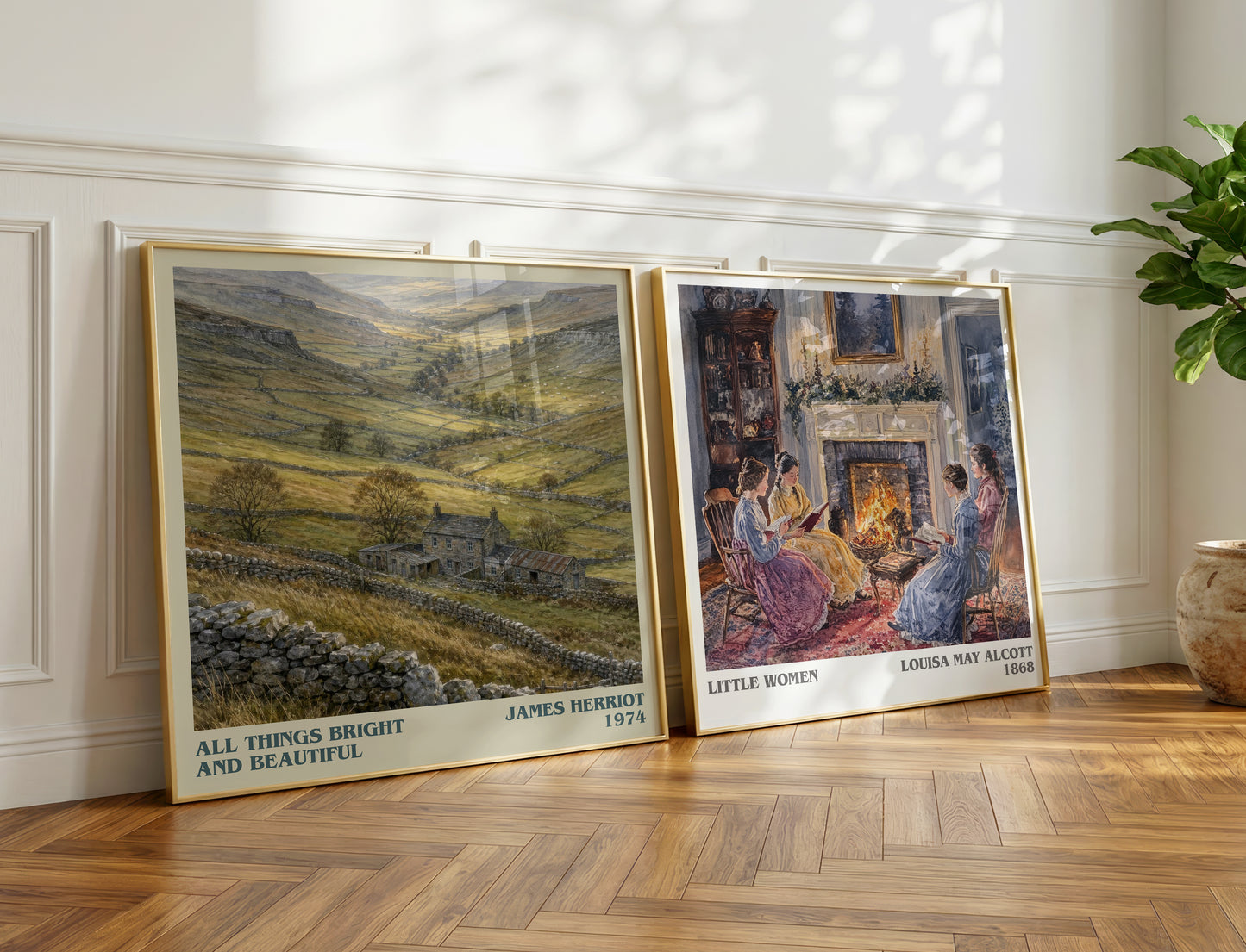 All Things Bright And Beautiful literary print on bookshelf – James Herriot fan gift