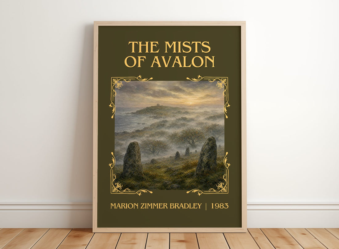 The Mists of Avalon Classic Book Art Print by Marion Zimmer Bradley – framed print leaning on a wooden floor