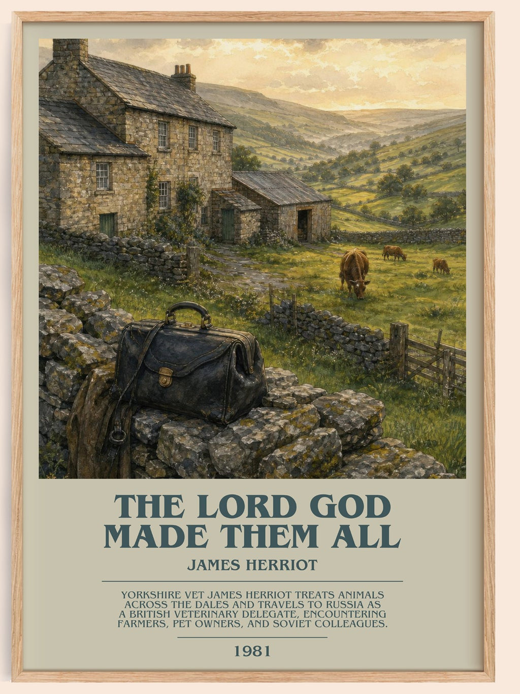The Lord God Made Them All bookish book poster by James Herriot – framed literary art print
