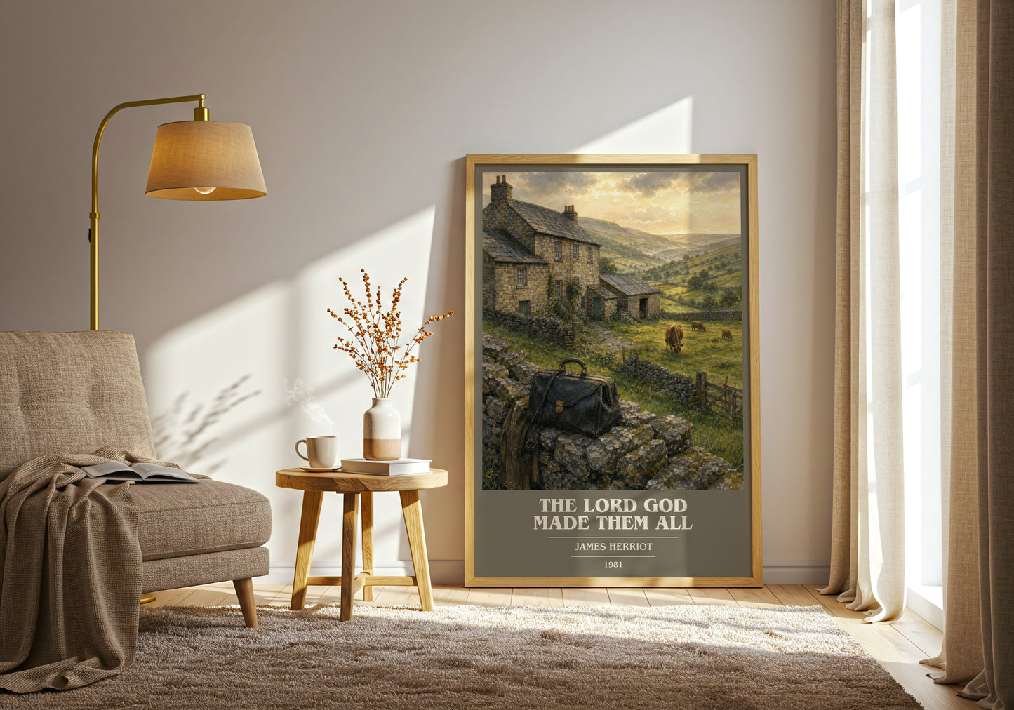 The Lord God Made Them All book cover print on bookshelf – James Herriot fan gift