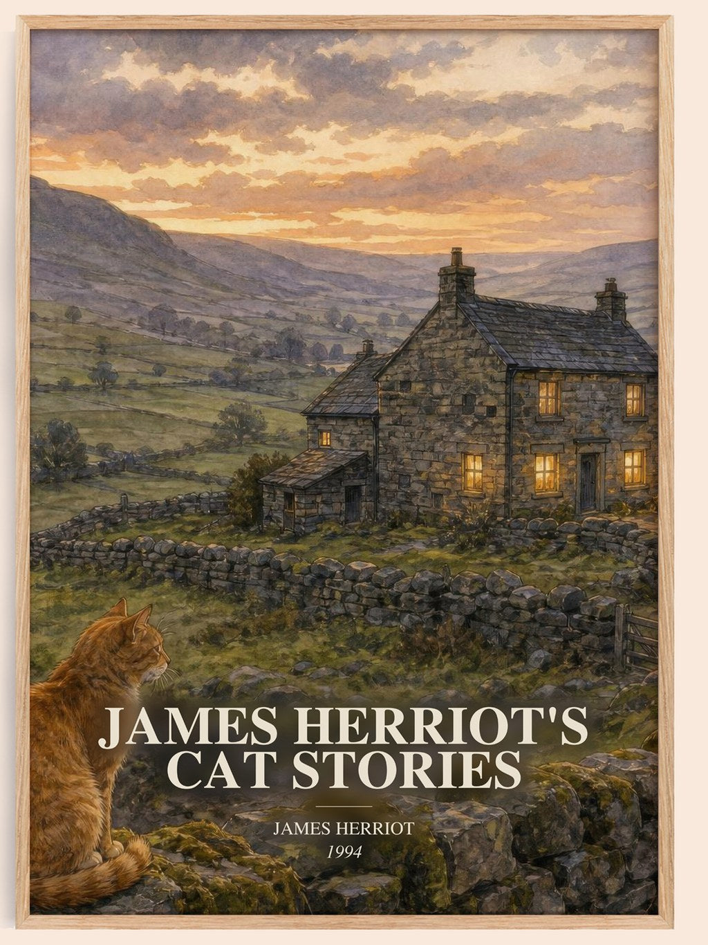 James Herriot'S Cat Stories watercolour book poster by James Herriot – framed literary art print