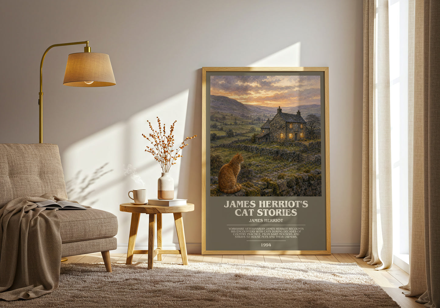 James Herriot'S Cat Stories bookish print on bookshelf – James Herriot fan gift