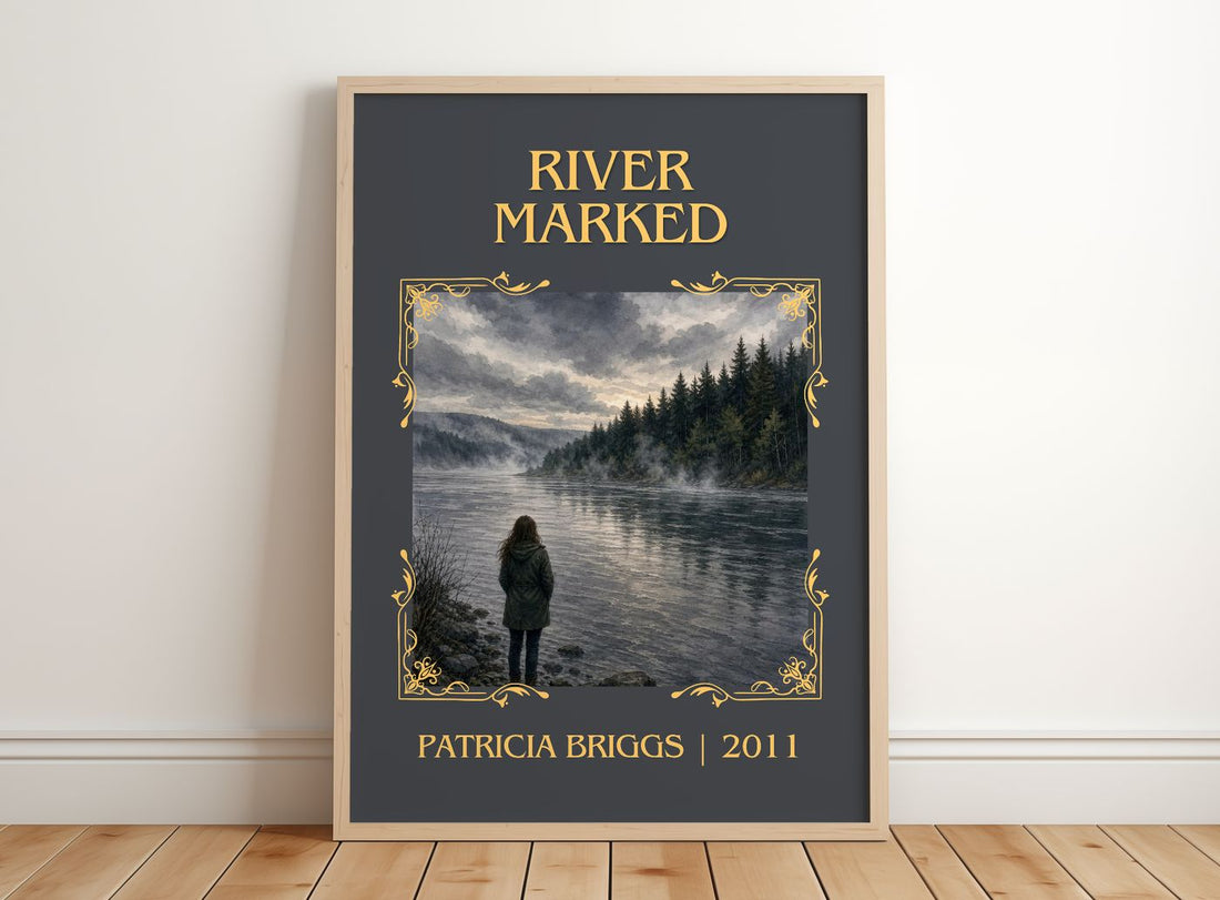 River Marked Classic Book Art Print by Patricia Briggs – framed print leaning on a wooden floor