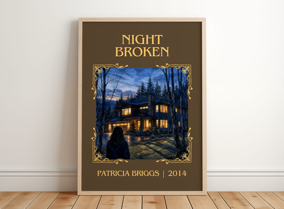 Night Broken Classic Book Art Print by Patricia Briggs – framed print leaning on a wooden floor
