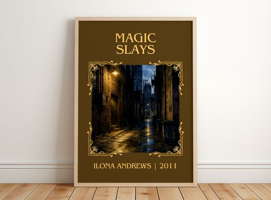 Magic Slays Classic Book Art Print by Ilona Andrews – framed print leaning on a wooden floor