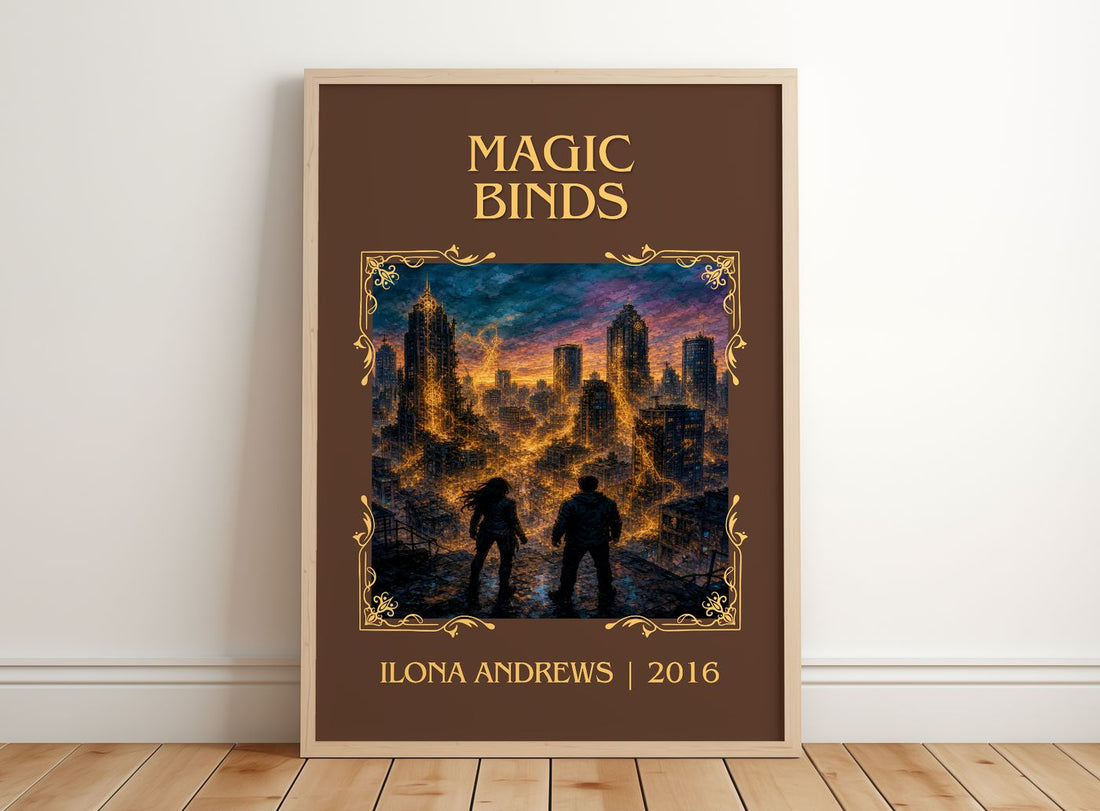 Magic Binds Classic Book Art Print by Ilona Andrews – framed print leaning on a wooden floor