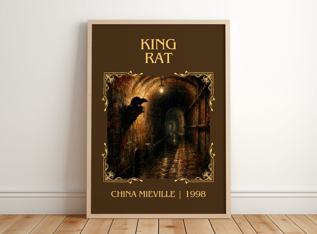 King Rat Classic Book Art Print by China Miéville – framed print leaning on a wooden floor