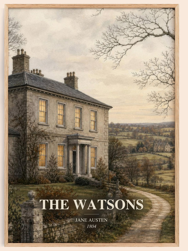 The Watsons watercolour book poster by Jane Austen – framed literary art print