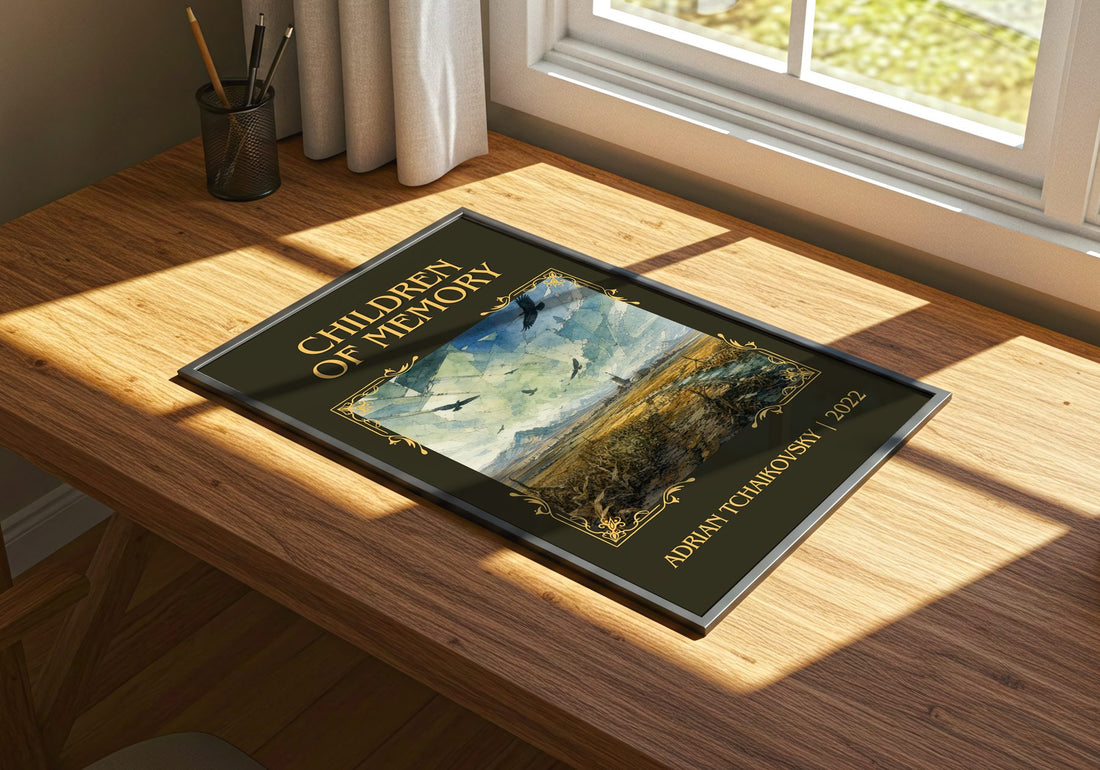 Children of Memory Classic Book Art Print by Adrian Tchaikovsky – print on a sunlit desk
