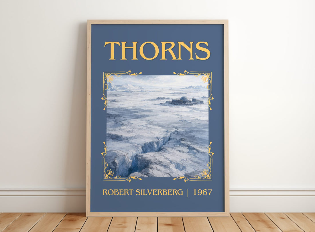 Thorns Classic Book Art Print by Robert Silverberg – framed print leaning on a wooden floor