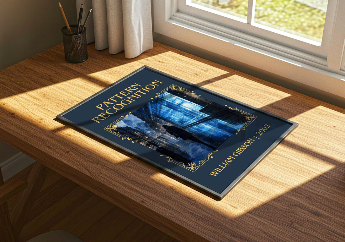 Pattern Recognition Classic Book Art Print by William Gibson – print on a sunlit desk