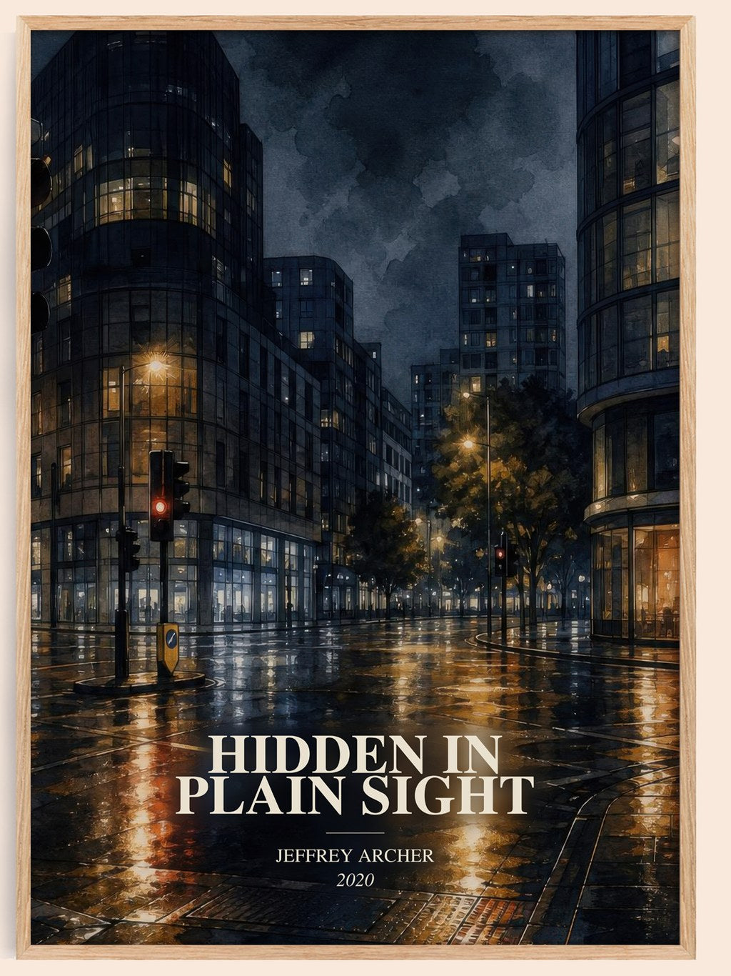 Hidden In Plain Sight watercolour book poster by Jeffrey Archer – framed literary art print