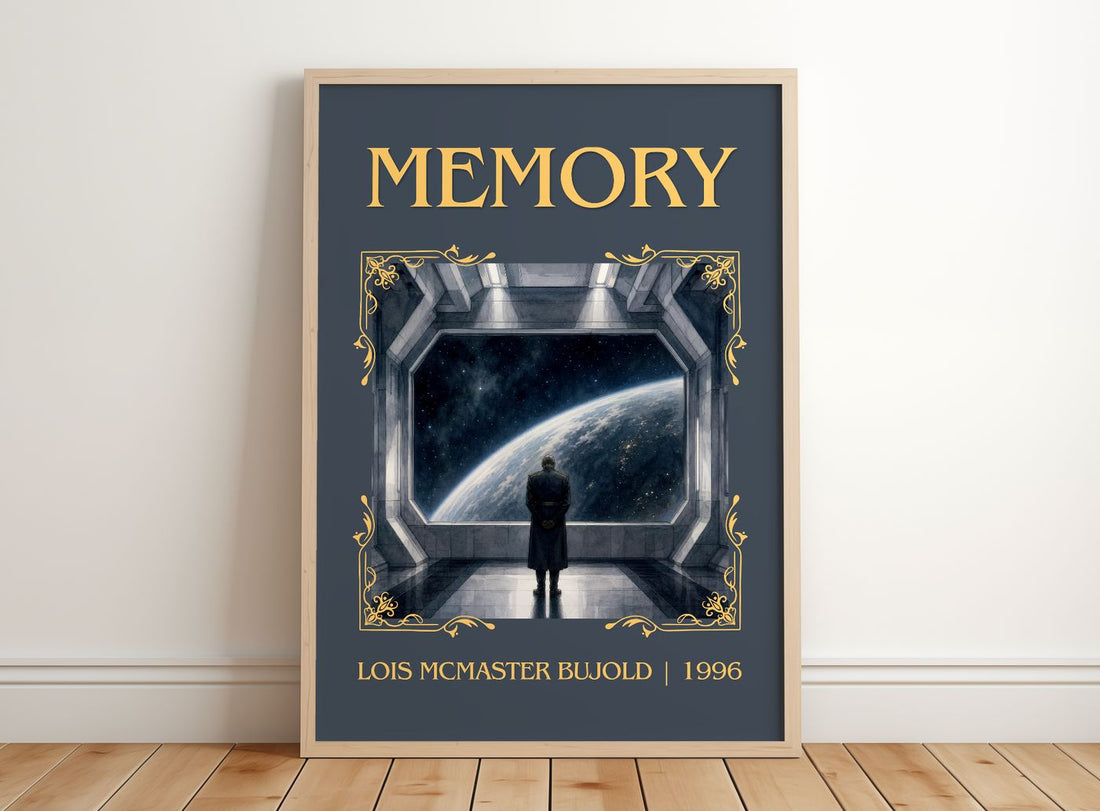Memory Classic Book Art Print by Lois McMaster Bujold – framed print leaning on a wooden floor
