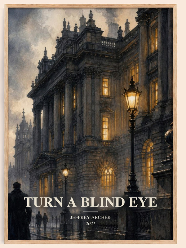 Turn A Blind Eye watercolour book poster by Jeffrey Archer – framed literary art print