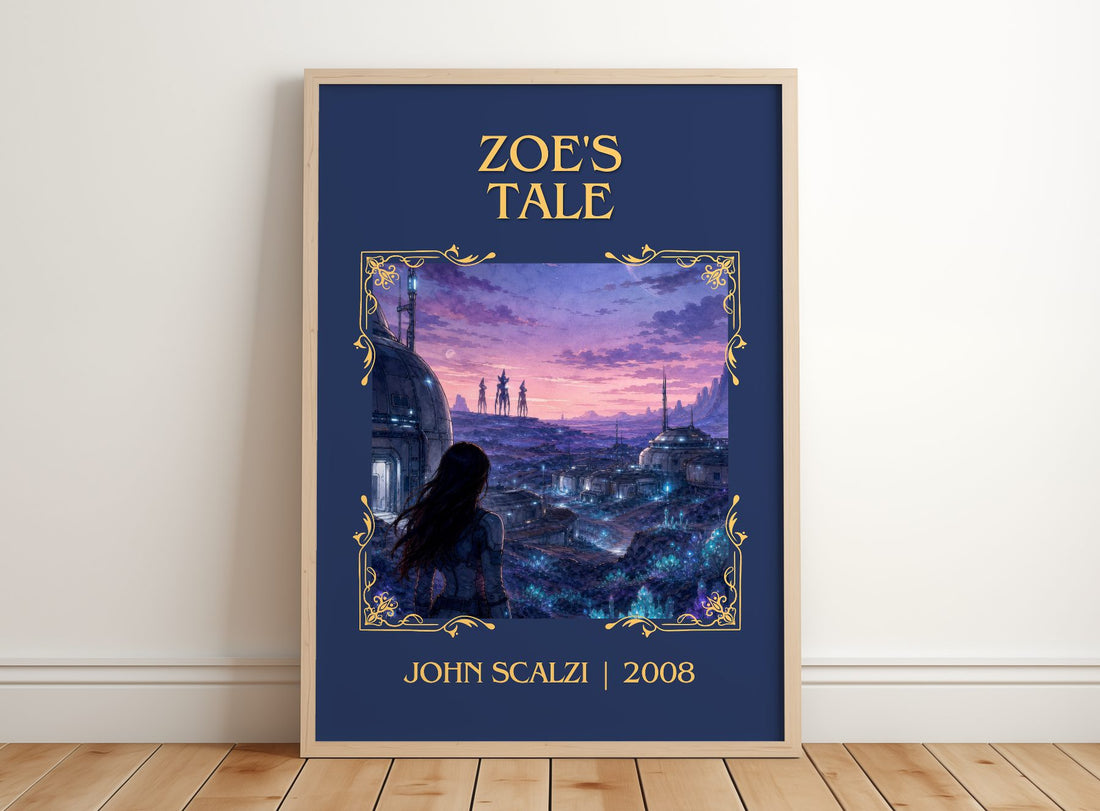 Zoe's Tale Classic Book Art Print by John Scalzi – framed print leaning on a wooden floor