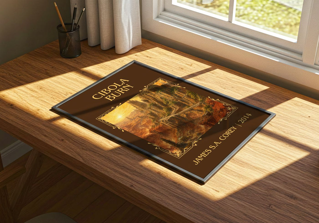 Cibola Burn Classic Book Art Print by James S.A. Corey – print on a sunlit desk