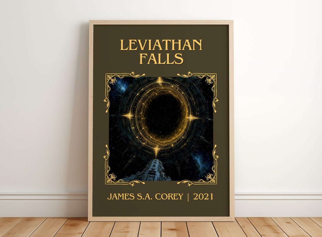Leviathan Falls Classic Book Art Print by James S.A. Corey – framed print leaning on a wooden floor