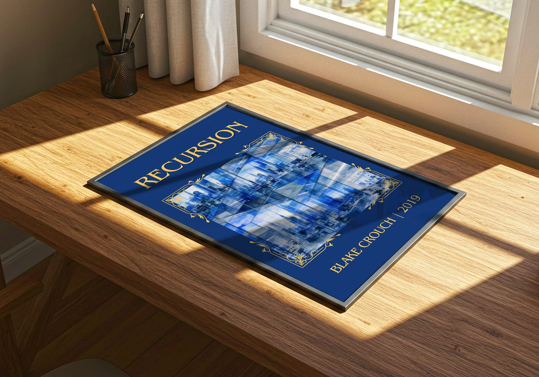 Recursion Classic Book Art Print by Blake Crouch – print on a sunlit desk