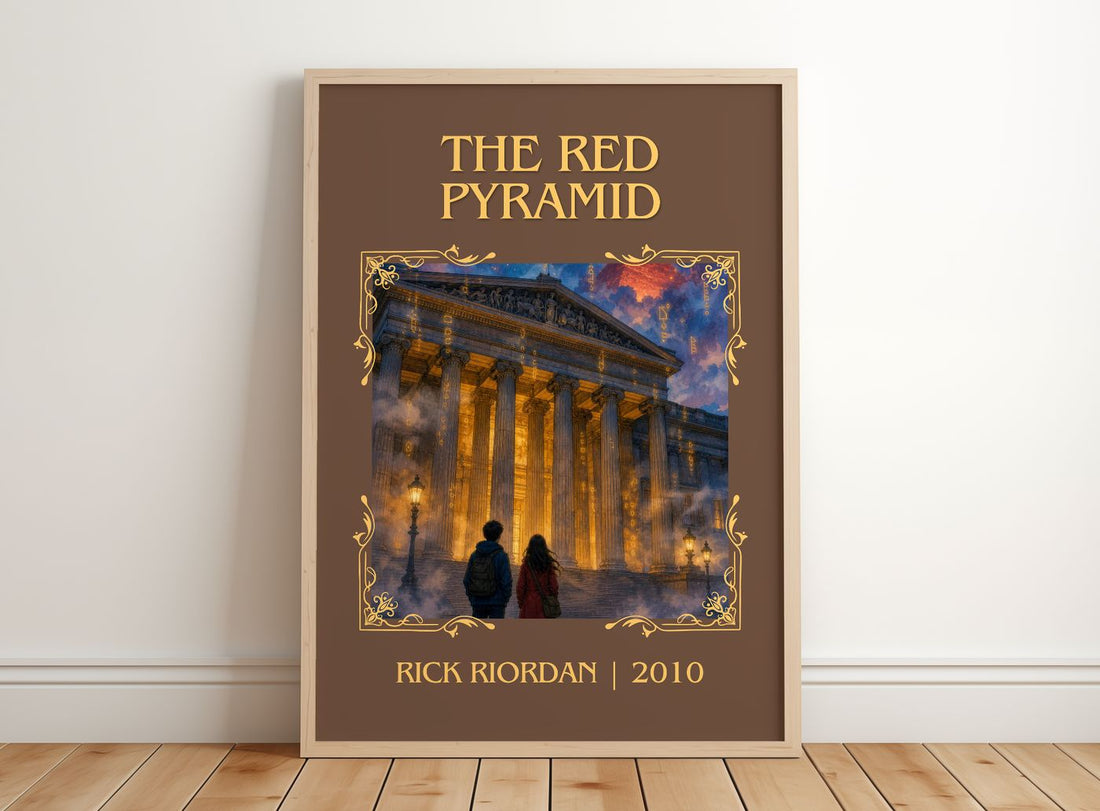 The Red Pyramid Classic Book Art Print by Rick Riordan – framed print leaning on a wooden floor