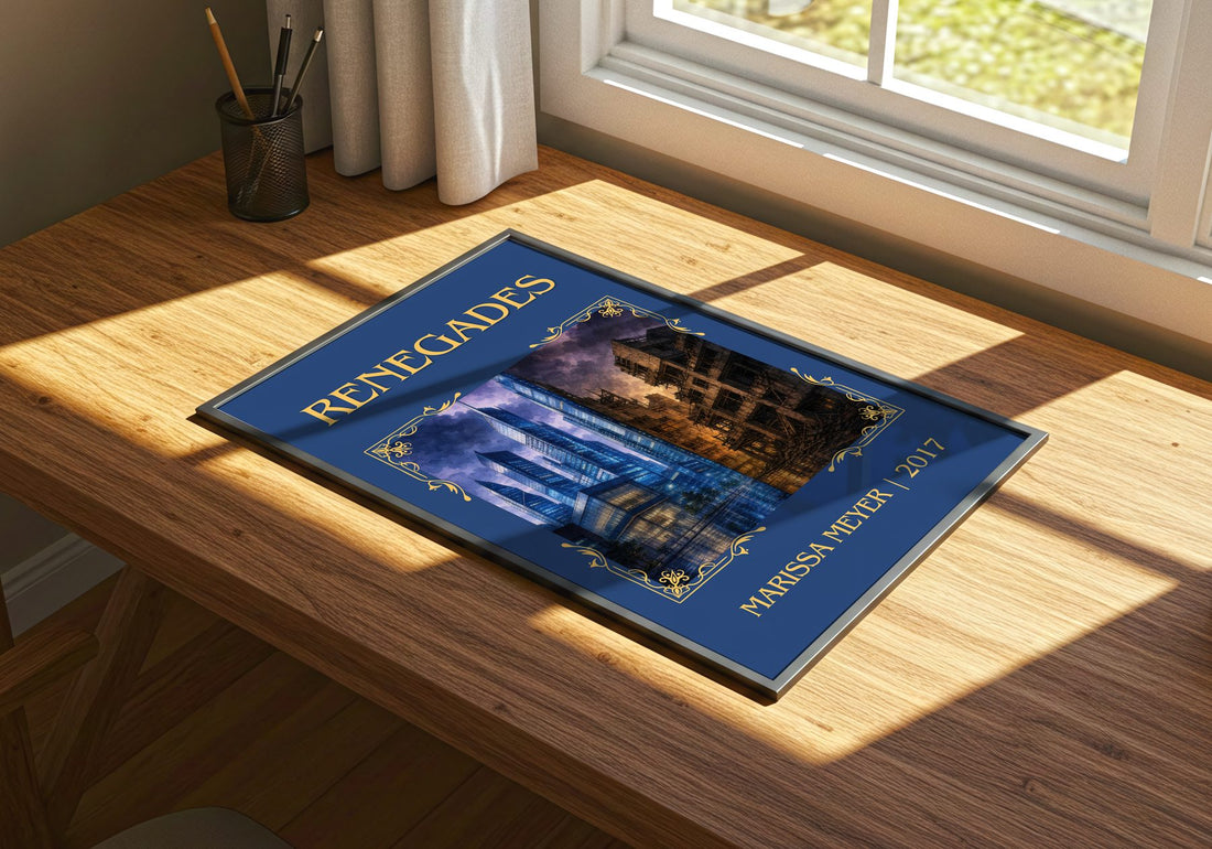 Renegades Classic Book Art Print by Marissa Meyer – print on a sunlit desk