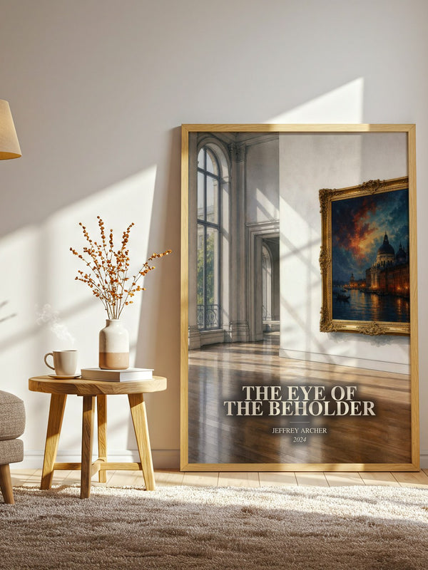 The Eye Of The Beholder watercolour print in frame leaning in hallway – mystery wall art