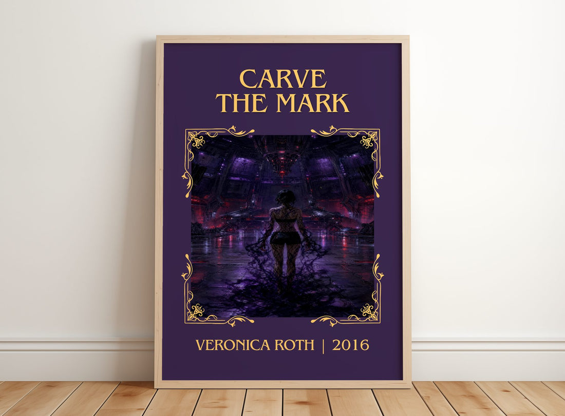 Carve the Mark Classic Book Art Print by Veronica Roth – framed print leaning on a wooden floor