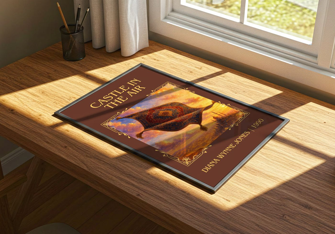 Castle in the Air Classic Book Art Print by Diana Wynne Jones – print on a sunlit desk