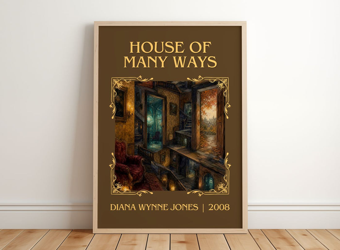 House of Many Ways Classic Book Art Print by Diana Wynne Jones – framed print leaning on a wooden floor