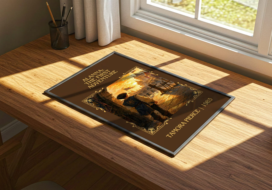 Alanna: The First Adventure Classic Book Art Print by Tamora Pierce – print on a sunlit desk