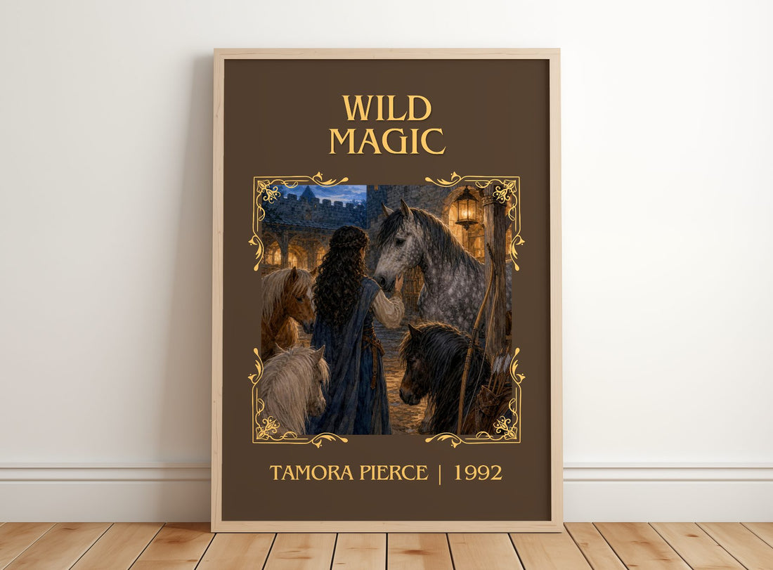 Wild Magic Classic Book Art Print by Tamora Pierce – framed print leaning on a wooden floor