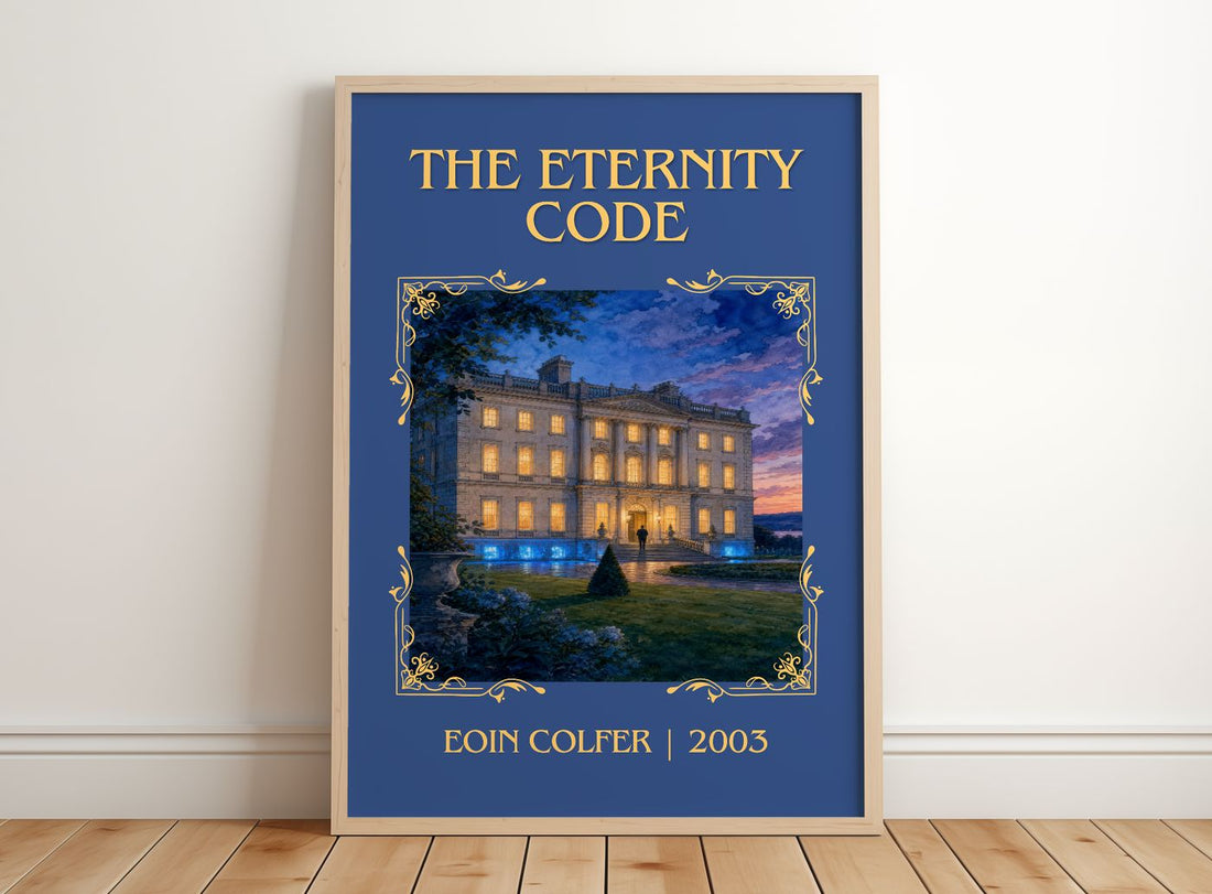 The Eternity Code Classic Book Art Print by Eoin Colfer – framed print leaning on a wooden floor