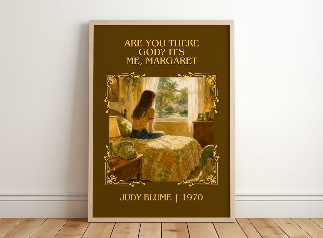 Are You There God? It's Me, Margaret Classic Book Art Print – framed print leaning on a wooden floor