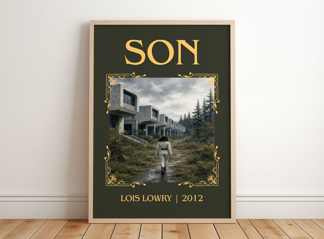 Son Classic Book Art Print by Lois Lowry – framed print leaning on a wooden floor