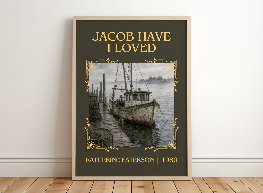 Jacob Have I Loved Classic Book Art Print by Katherine Paterson – framed print leaning on a wooden floor