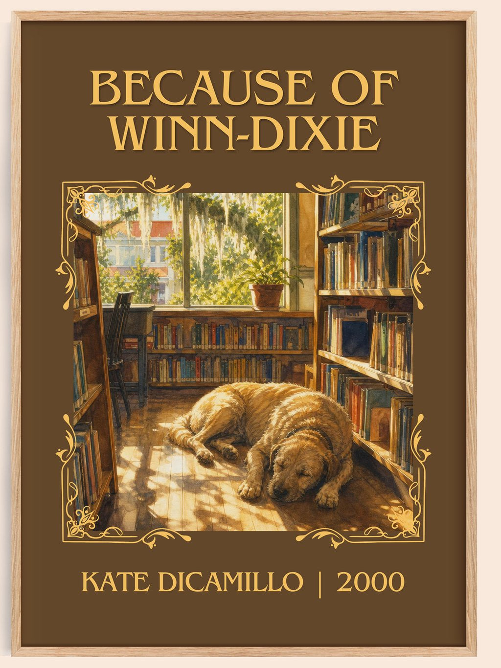 Because of Winn-Dixie Classic Book Art Print by Kate DiCamillo – book poster