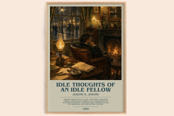 Idle Thoughts Of An Idle Fellow bookish book poster by Jerome K. Jerome – framed literary art print