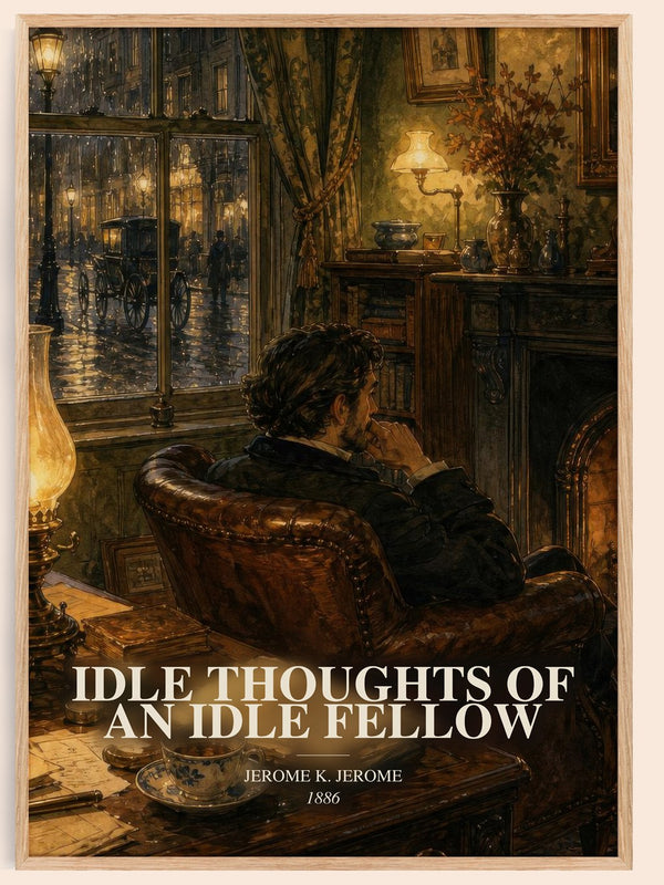 Idle Thoughts Of An Idle Fellow watercolour book poster by Jerome K. Jerome – framed literary art print