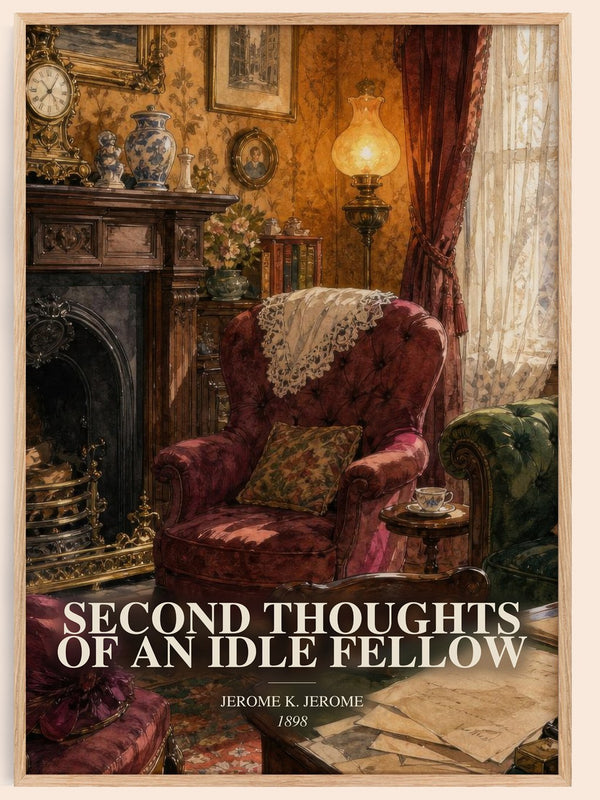 Second Thoughts Of An Idle Fellow watercolour book poster by Jerome K. Jerome – framed literary art print