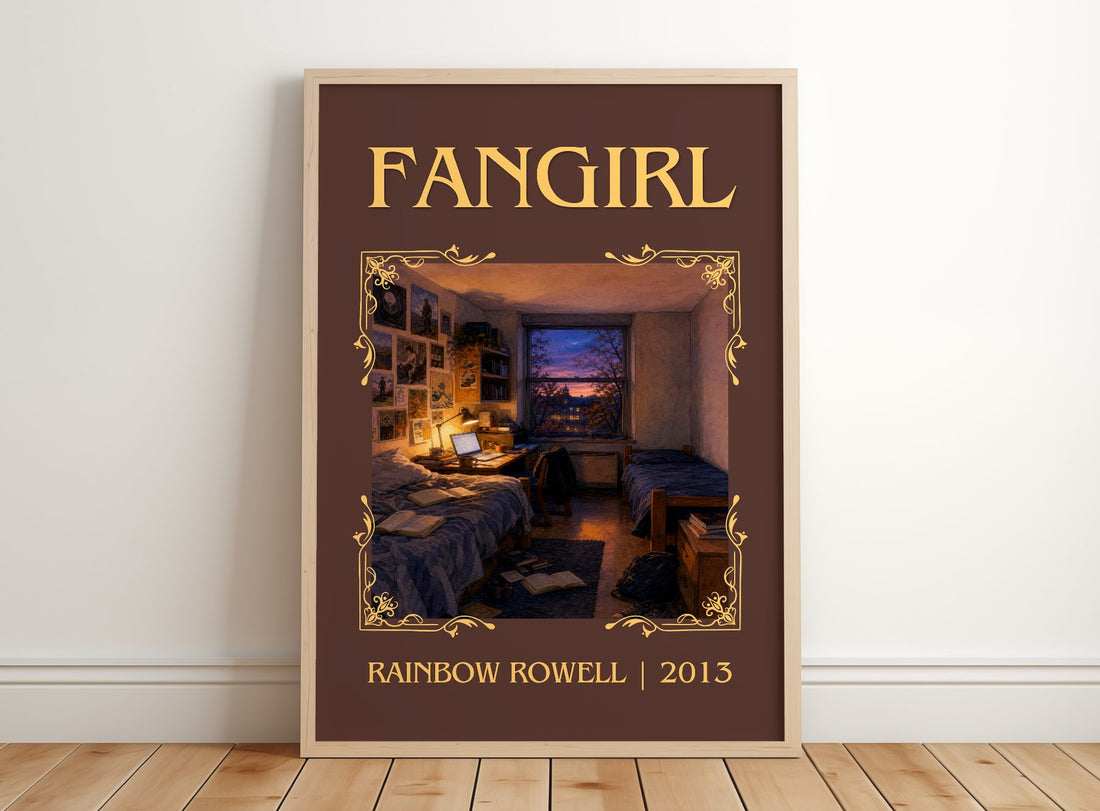 Fangirl Classic Book Art Print by Rainbow Rowell – framed print leaning on a wooden floor